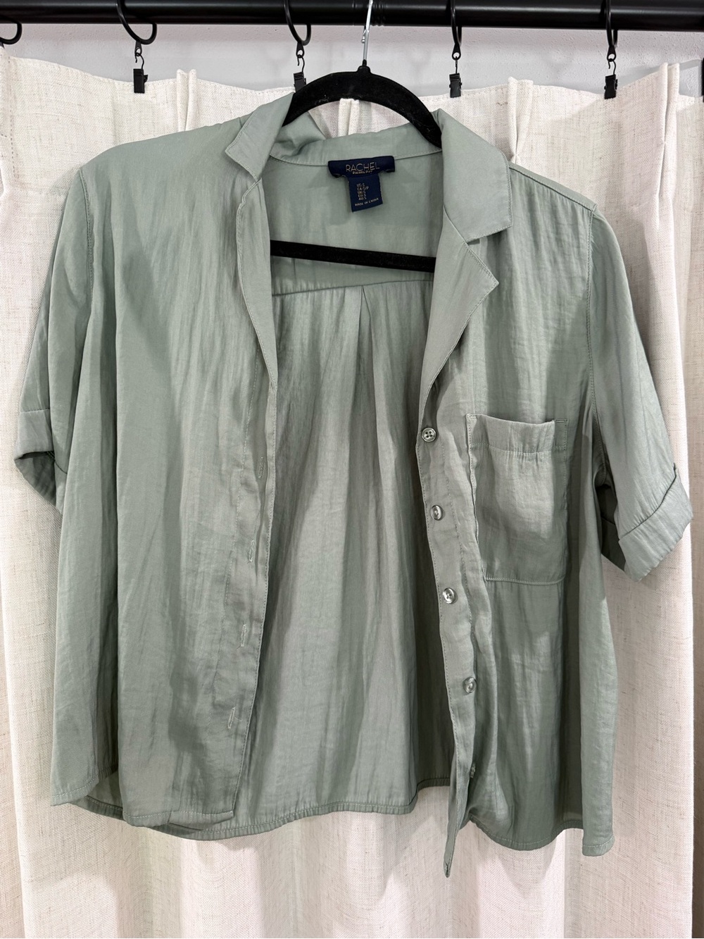 RACHEL Rachel Roy Short-Sleeve Shirt Jacket in Sage